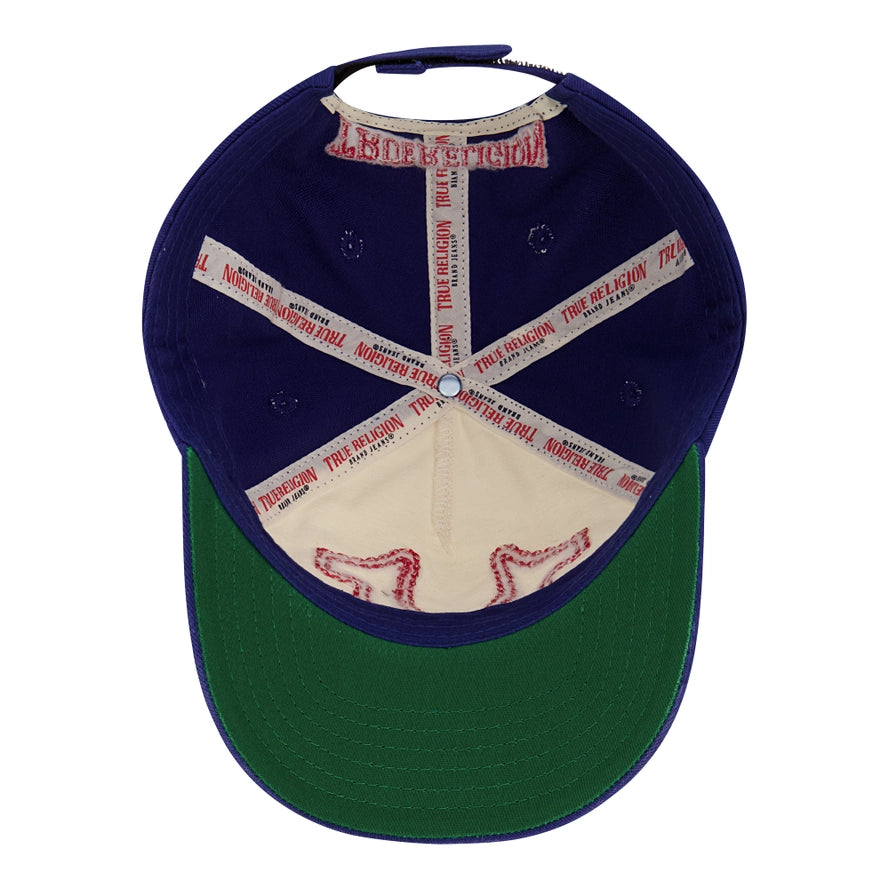 True Religion Big Horseshoe Embroidered Dad Cap with 5 Panel Cotton Twill,Navy
