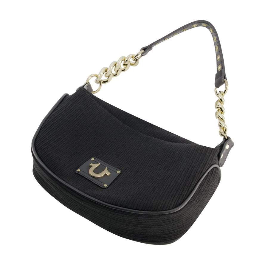True Religion Corduroy Chain Hobo, Black