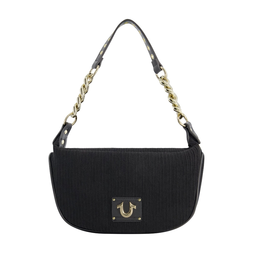 True Religion Corduroy Chain Hobo, Black
