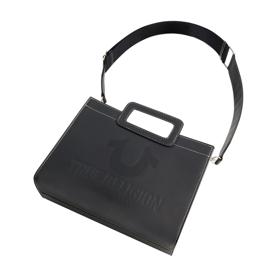 True Religion Horseshoe Motif Medium Modern Tote, Black