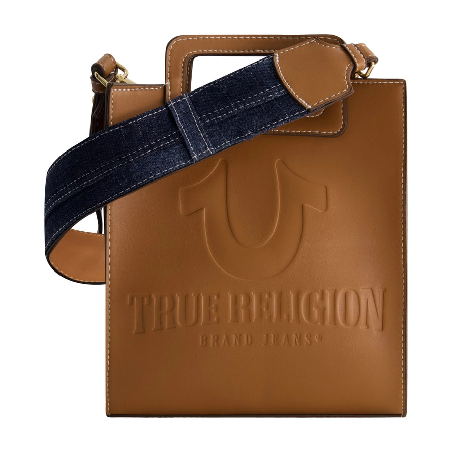 True Religion Horseshoe Motif North / South Tote, Cognac