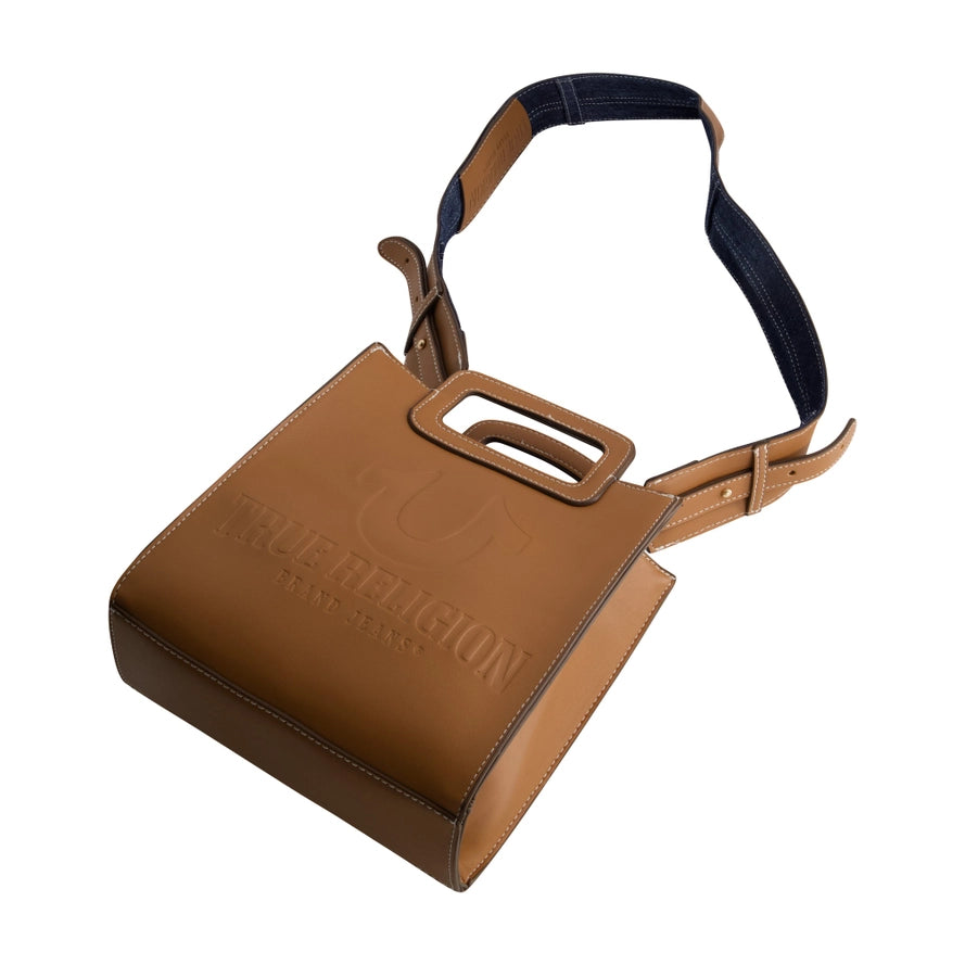 True Religion Horseshoe Motif North / South Tote, Cognac