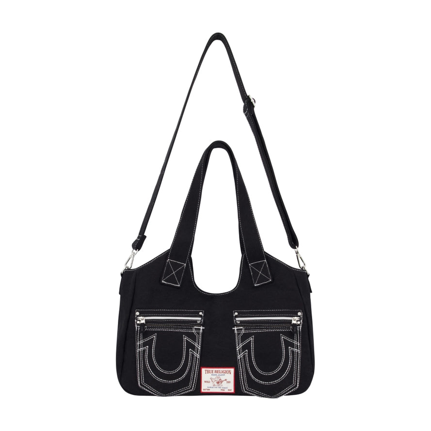 True Religion Horseshoe Stitch Black Satchel