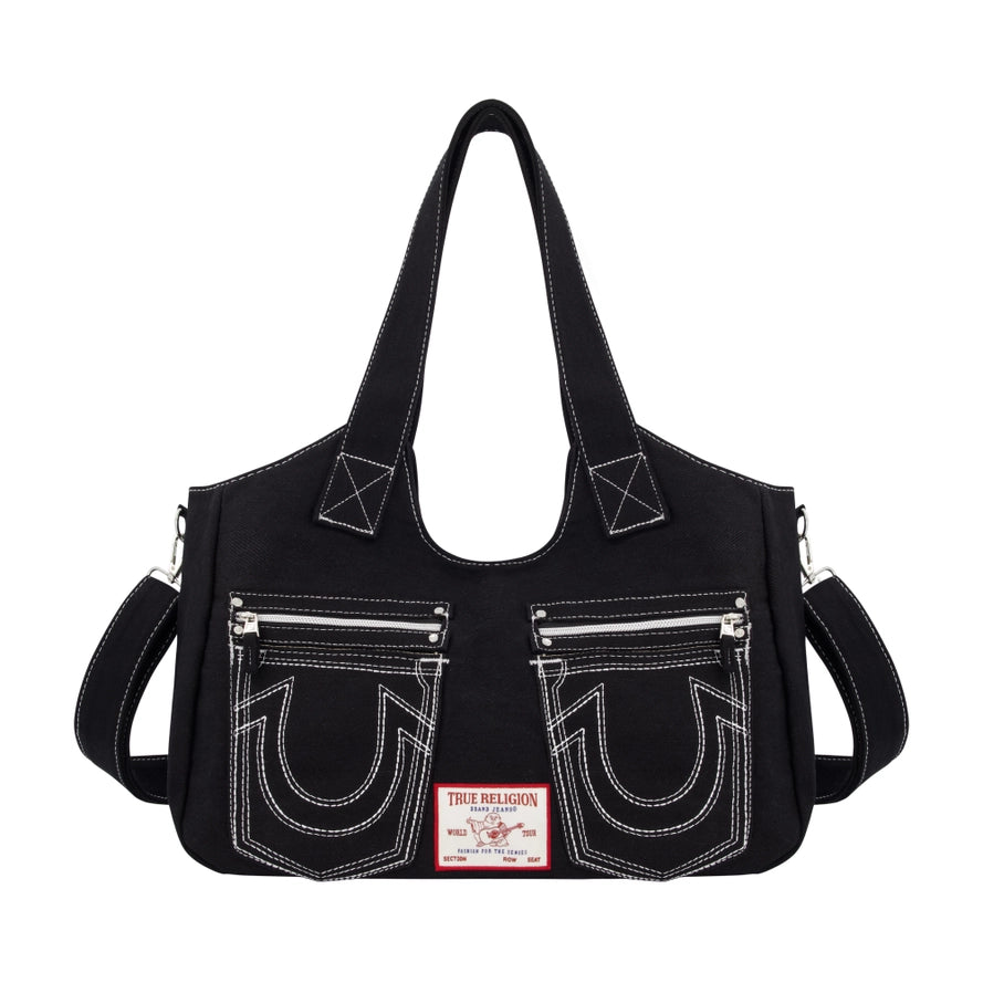 True Religion Horseshoe Stitch Black Satchel