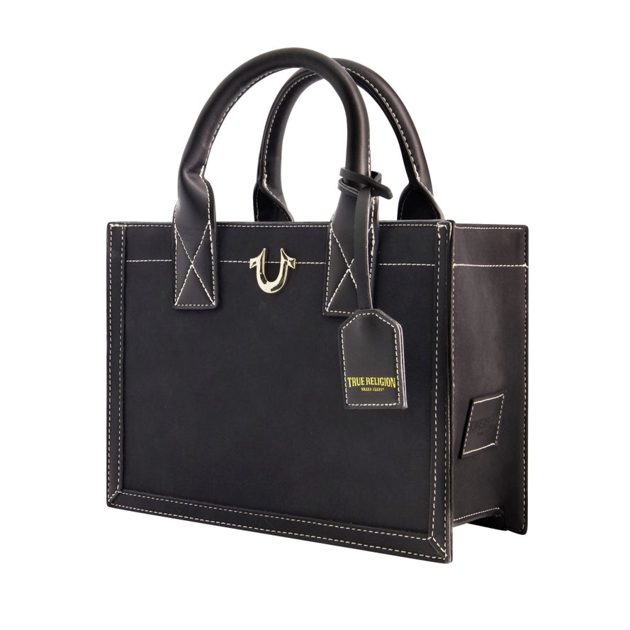 True Religion Modern Edge Suede Tote, Blac