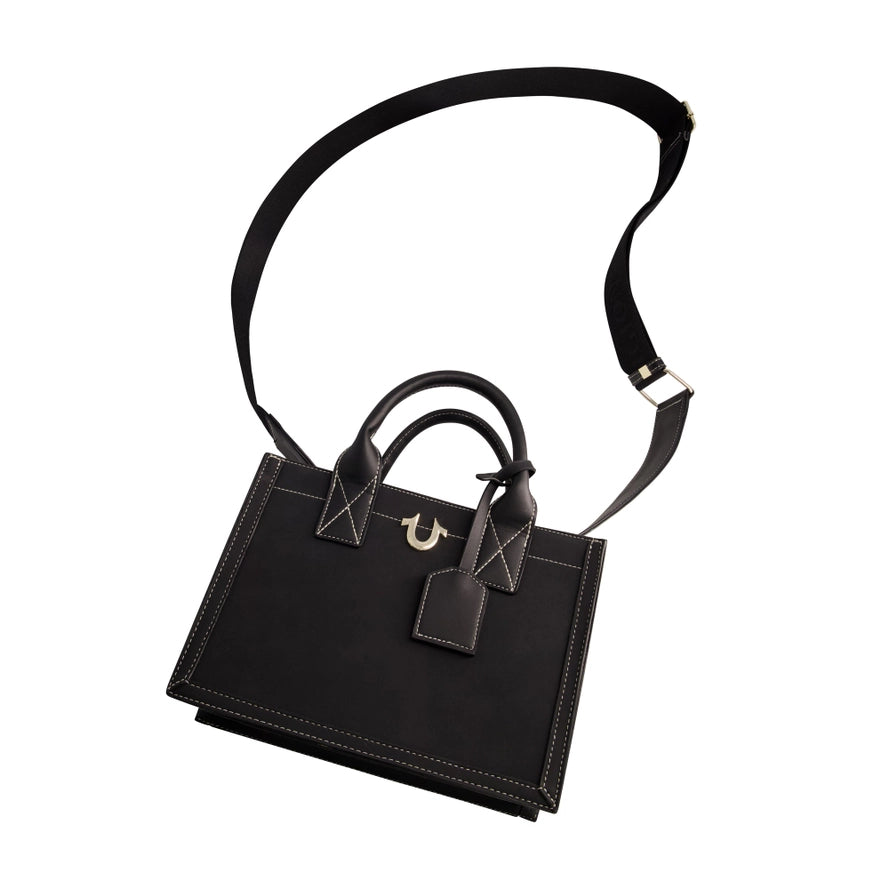True Religion Modern Edge Suede Tote, Blac