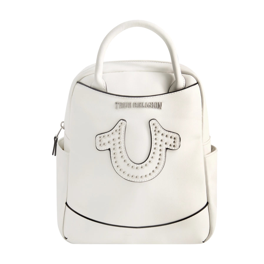True Religion Studded Horseshoe Mini Backpack White