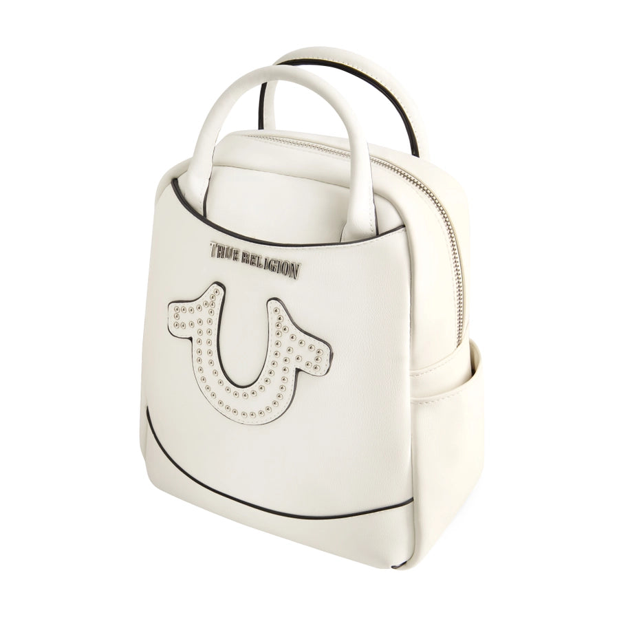 True Religion Studded Horseshoe Mini Backpack White
